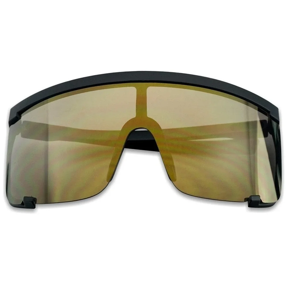 Unbranded Shield Sunglasses Gold Mirrored Lens Visor Style Sport UV400‎ Lentes